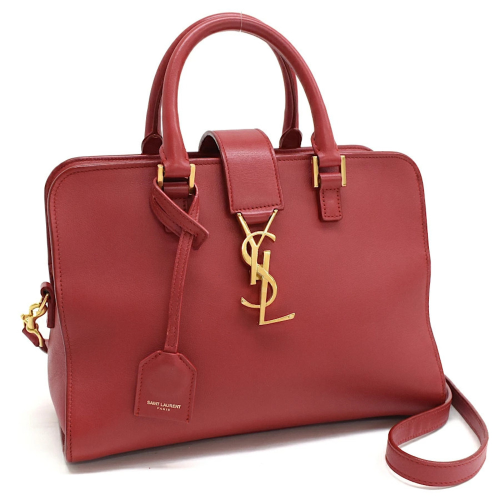 Saint Laurent Paris Baby Cabas Handbag Leather Red YSL